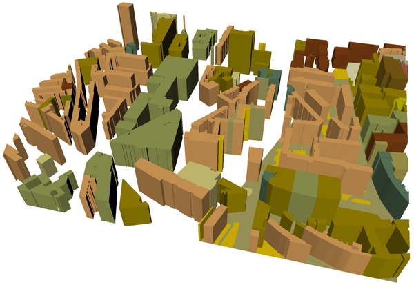 Accurate modelling of urban environment (a) high resolution aerial image (b) 3D building extruding