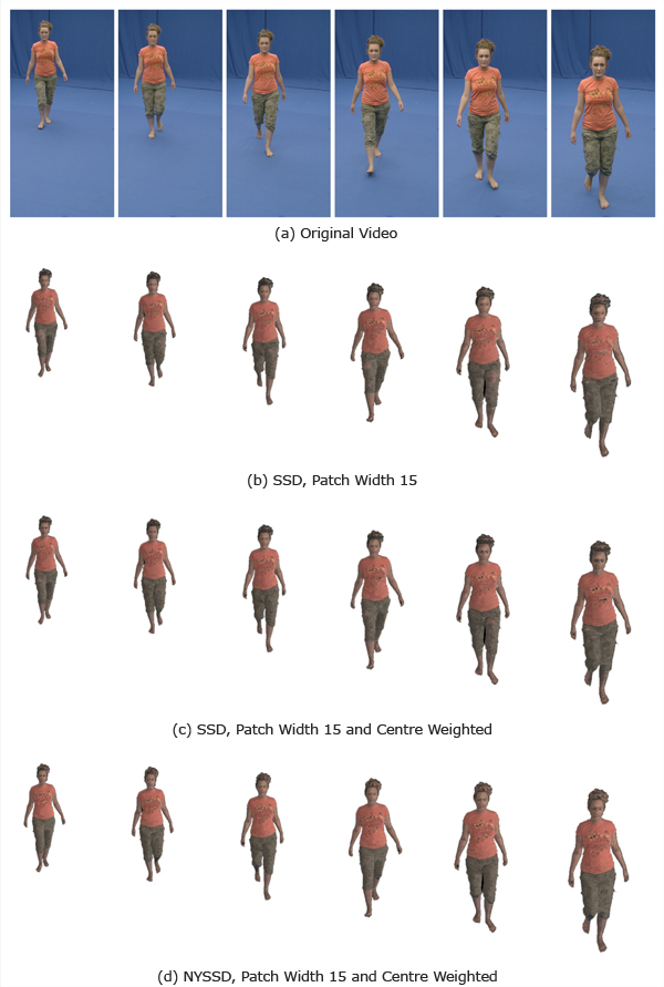 Relit Patch Match Function Comparison. The SSD examples display temporal variation due to illumination changes on the surface, whilst the NYSSD example is robust against these variations.