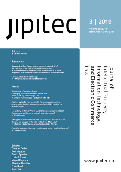 JIPITEC 10 (3) 2019 Cover