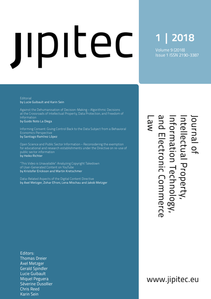 JIPITEC 9 (1) 2018 Cover