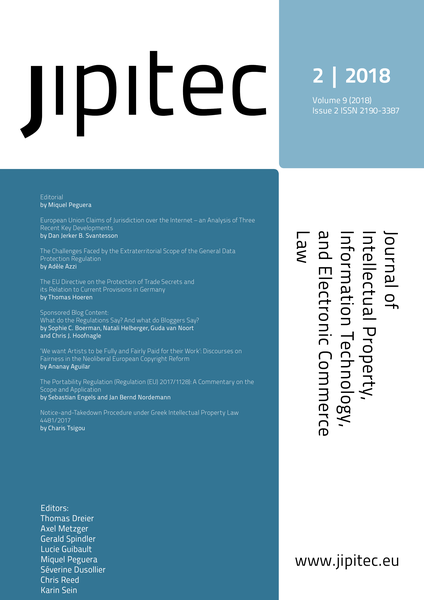 JIPITEC 9 (2) 2018 Cover