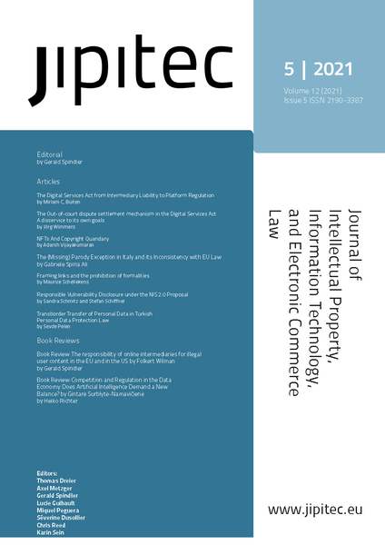 JIPITEC 12 (5) 2021 Cover